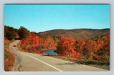 Pennsylvania Roadway, Colorful Mountain Fall View, Classic Car Vintage Postcard picture