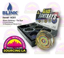BLINK GLASS ASHTRAY TIE DYE - 6CT DISPLAY - 14381 picture