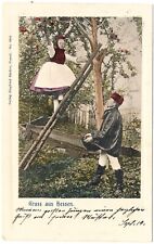 Gruss Aus Hessen-Couple Picking Apples-Verlag Siegfried Backer,Cassel-1903 picture