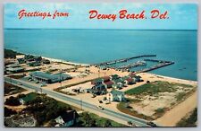 Greetings Dewey Beach Delaware Scenic Birds Eye View Chrome UNP Postcard picture