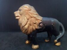 ANTIQUE LION CAST IRON BANK, Some GOLD FINISH,  VINTAGE USED picture