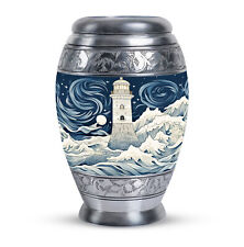 Funeral Urn Ashes Urns Painting Of A Lighthouse On A Beach (10 Inch) Large Urn picture