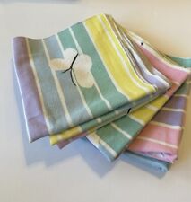 Lot Of 12 Vintage VERA Butterfly Napkins Pastel Stripes Signed Blue Pink RAINBOW picture