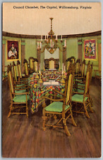 Williamsburg Virginia 1940s Postcard Council Chamber The Capitol picture