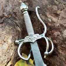 Custom Handmade Larp Sword, Damascus Sword Viking Sword with Leather Sheath picture