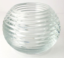 Vintage Home Interior Round Clear Glass Ribbed Mini Candle Holder picture