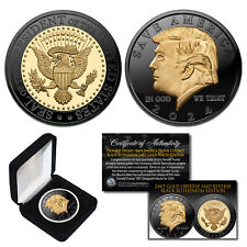 DONALD TRUMP Save America 2024 BLACK RUTHENIUM & 24K GOLD 1 OZ Coin with BOX picture