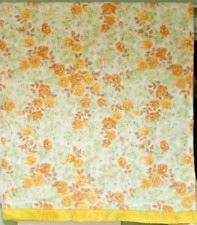 Vintage Satin Trim Floral Blanket Gold Orange Green 80 x 90 Thermal Acrylic picture