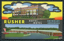 Rusher Hotel Motel Brinkley Arkansas ar linen postcard picture