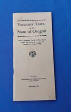 Veterans' Laws of the State of Oregon Pamphlet September 1949 w/GI Bill of Right picture
