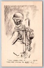 Vintage Patriotic -Postcard- Marshall Davis Sketch Artist. They Asked For It” picture