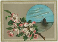 Sailing Ship and Flowers - Victorian Trade Card ca.1885 picture