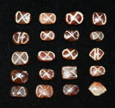 Lot Sale 20 Ancient Indus Valley Etched Carnelian Beads Circa 2600-1700 BCE picture