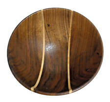 Vintage Wooden Nut Serving Bowl Vessels Walnut Brown Teak Grain Collectible picture