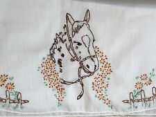 Set of Two Vintage Embroidered Horse and Floral Pillowcases picture