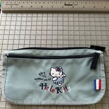 2002 Sanrio Smiles  Hello Kitty French Cafe Zip Pouch Blue Double Zipper picture
