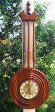 Vintage Mid Century Oak Wood PENDULUM Shape Wall Clock - Key Wind - 8 Day - 29