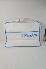 Vintage Nylon Pan Am Airlines White Overnight Travel Carry On Flight Luggage Bag picture