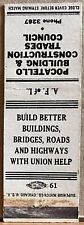 Pocatello Building Construction Trades Council ID Idaho Vintage Matchbook Cover picture