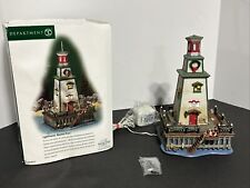 Dept 56 Dickens Village Lighthouse Queens Port #58714 Works Well w/Box picture