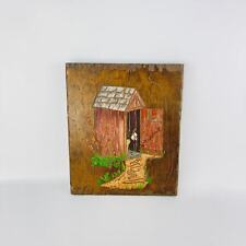 Handcrafted Carved Outhouse Country Art Plaque 12 1/8 x 10 1/8” picture