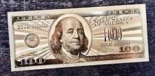 ONE HUNDRED 100 DOLLARS 999,9 GOLD PLATED Note Bill Commemorative Plastic Print/ picture
