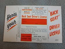 Back Seat Driver's License     Unused  Humor  Laff Gram Postcard 654 picture