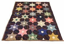 Vintage Full Size Quilt  79”x62” Machine Sewn 8 Point Star Variation Granny Core picture