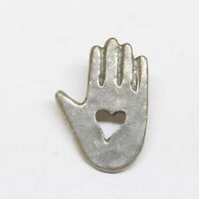 Hand Heart Pin 1996 Barker Genuine USA Pewter Lapel Collectible picture