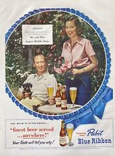 Vtg Print Ad 1949 Pabst Blue Ribbon Beer Retro Bar Man Cave Home Wall Art Decor picture
