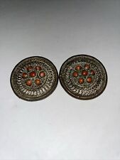 Vintage Chinese Coral Silver Buttons 2pcs 1.5” In Diameter Each 23.76grams Both  picture