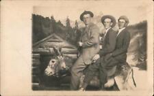 RPPC Denver,CO Three Men and A Donkey,Studio Photo Colorado Real Photo Post Card picture