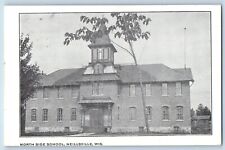 Neillsville Wisconsin Postcard North Side School Building Front View Trees 1909 picture