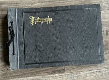 Vintage 1920s Photo Album Unused Black Leather Photographs Horn 30s Blank No Pic picture