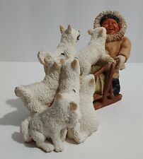 Castagna Laughing Eskimo Child With Sled And Husky Puppies Figurine picture