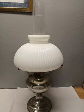 Antique Aladdin Model 11 Kerosene Oil Lamp Table Mantle Lamp White Ribbed Globe  picture