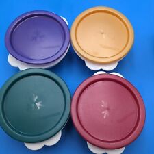 Tupperware One Touch 16 oz Storage Bowls Lot of 4 Red Gold Purple Green Plastic  picture