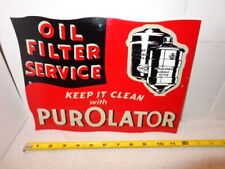 12 x 9 in PUROLATOR OIL FILTER SERVICE ADV. SIGN HEAVY DIE CUT METAL - S 283 picture