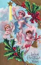 CHRISTMAS - Three Angels Loving Christmas Wishes Postcard picture
