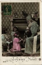 PC CPA SANTA CLAUS CHRISTMAS, BLUISH GREY ST. NICOLAS WITH CHILDREN (b15021) picture