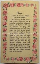 Prayer to The Miraculous Infant Jesus of Prague, Vintage Devotional Prayer Card. picture