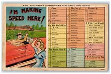 c1930's Man Driving Car Checklist Correspondence Ocean Drive SC Vintage Postcard picture