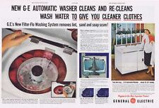 1955 GENERAL ELECTRIC GE WASHING MACHINE & DRYER Orig. Double Page Magazine Ad picture