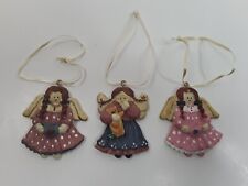 Angels Christmas Ornaments Resin Set of 3 Vintage picture