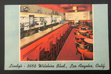 Lindy’s Cocktail Lounge Interior View Los Angeles CA Linen Vintage Postcard I94 picture