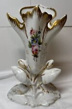 Vintage 8” Old Paris Style Hand Painted Flowers Vase picture