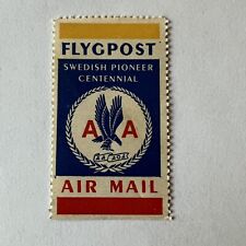 EARLY AMERICAN AIRLINES SWEDISH PIONEER CENTENNIAL FLYGPOST SEAL STAMP picture