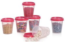 Tupperware TUPPER MINIS MIDGETS ~ Set of 6 ~ 2 oz Each ~ Pink Seals ~ BRAND NEW picture