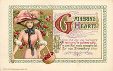 Winsch Schmucker Valentines Day Embossed Postcard Gathering Hearts Advertising picture