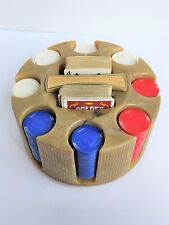Vintage E S Lowe Rotating Marbleized Plastic Poker Caddy  w Chips 2 Decks Cards picture
